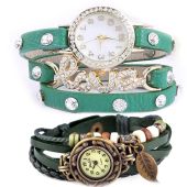 Pack Of 2 fashion Vintage Style Watchs Leather Bra